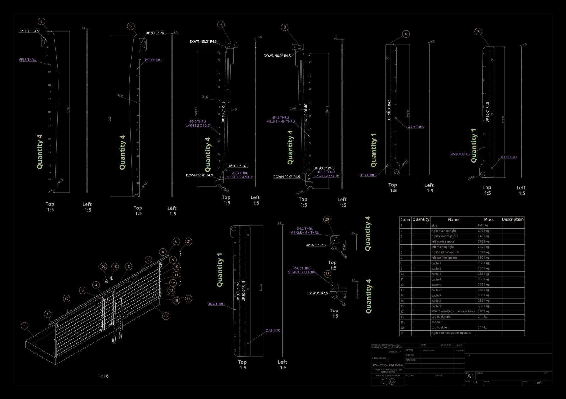 House Yzerfontein — balustrade Onshape assembly drawing